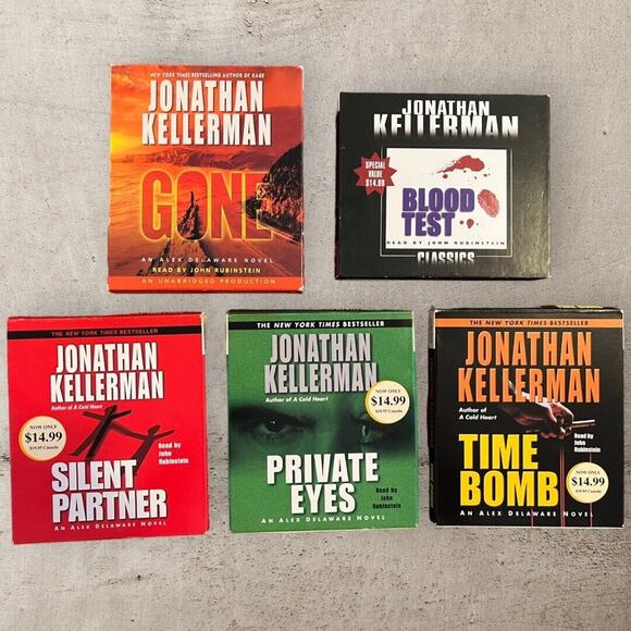 5 Jonathan Kellerman CD Audiobooks Gone Blood Test Silent Partner Time Bomb